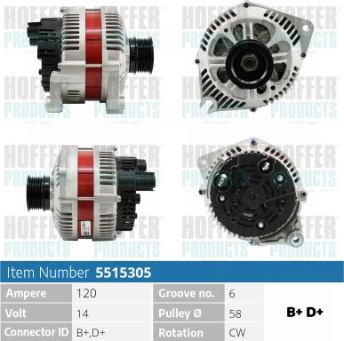 Hoffer H5515305 - Alternatore autozon.pro