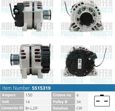 Hoffer H5515319 - Alternatore autozon.pro