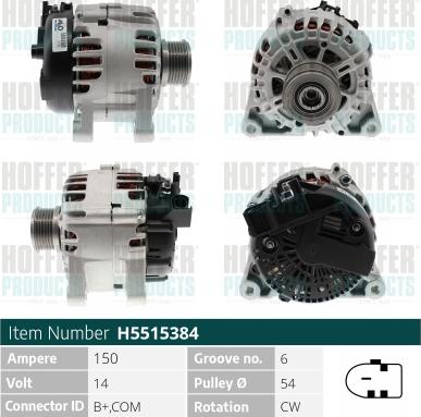 Hoffer H5515384 - Alternatore autozon.pro