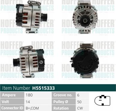 Hoffer H5515333 - Alternatore autozon.pro