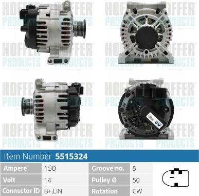 Hoffer H5515324 - Alternatore autozon.pro