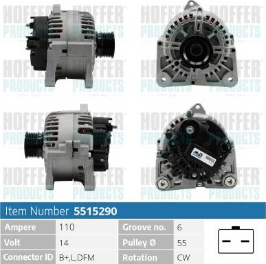 Hoffer H5515290 - Alternatore autozon.pro