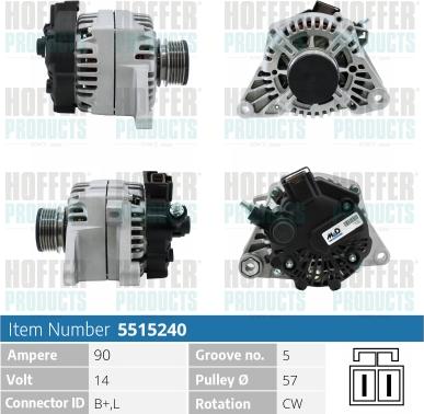 Hoffer H5515240 - Alternatore autozon.pro