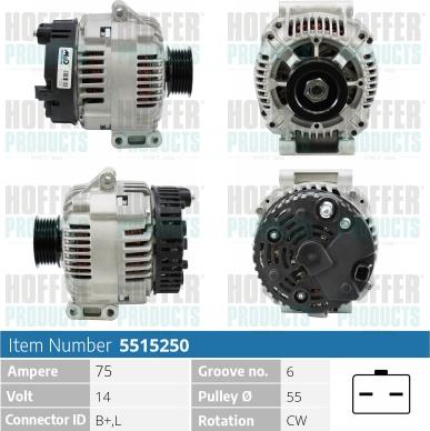 Hoffer H5515250 - Alternatore autozon.pro