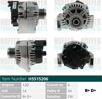 Hoffer H5515206 - Alternatore autozon.pro