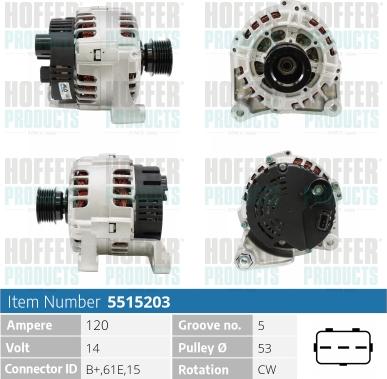 Hoffer H5515203 - Alternatore autozon.pro