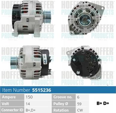 Hoffer H5515236 - Alternatore autozon.pro