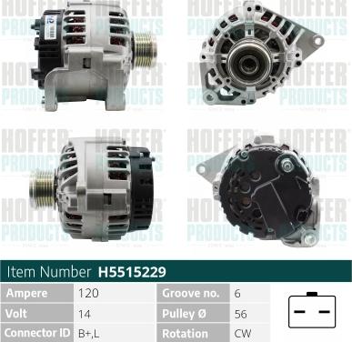 Hoffer H5515229 - Alternatore autozon.pro