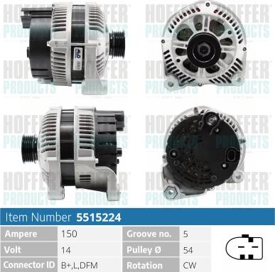 Hoffer H5515224 - Alternatore autozon.pro