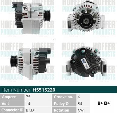 Hoffer H5515220 - Alternatore autozon.pro