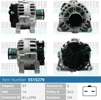 Hoffer H5515279 - Alternatore autozon.pro