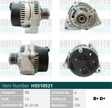 Hoffer H5510521 - Alternatore autozon.pro