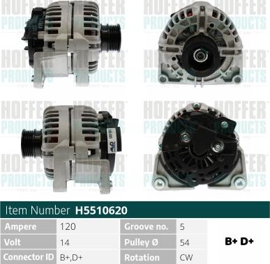 Hoffer H5510620 - Alternatore autozon.pro