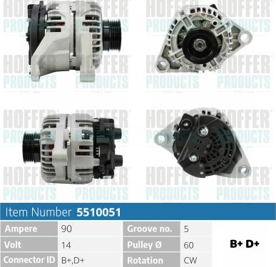 Hoffer H5510051 - Alternatore autozon.pro