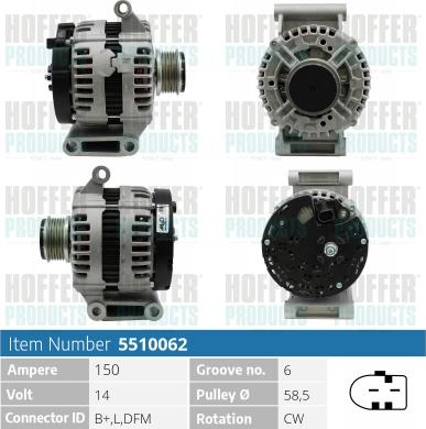 Hoffer H5510062 - Alternatore autozon.pro