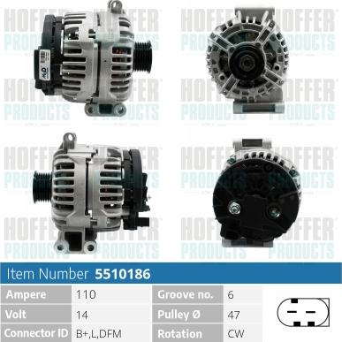 Hoffer H5510186 - Alternatore autozon.pro