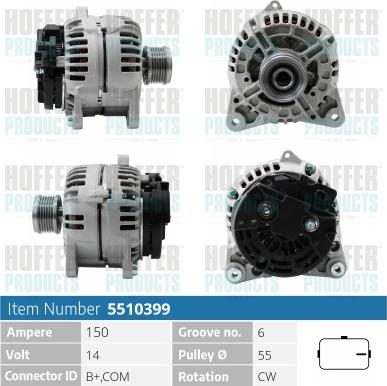 Hoffer H5510399 - Alternatore autozon.pro