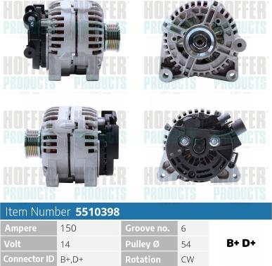 Hoffer H5510398 - Alternatore autozon.pro