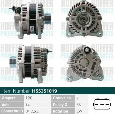 Hoffer H55351019 - Alternatore autozon.pro