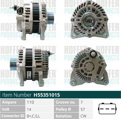 Hoffer H55351015 - Alternatore autozon.pro