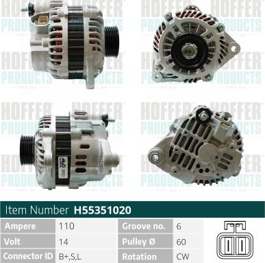 Hoffer H55351020 - Alternatore autozon.pro