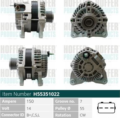 Hoffer H55351022 - Alternatore autozon.pro