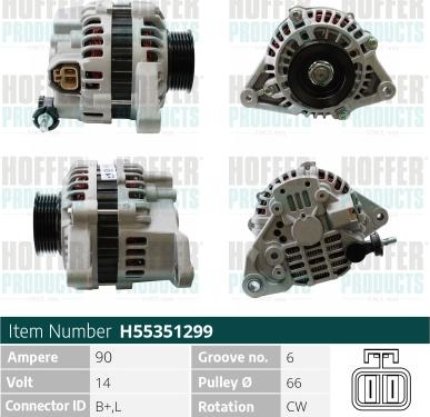 Hoffer H55351299 - Alternatore autozon.pro