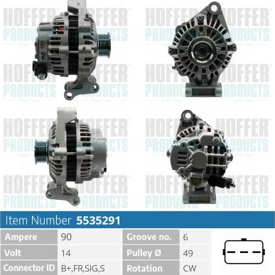 Hoffer H5535291 - Alternatore autozon.pro