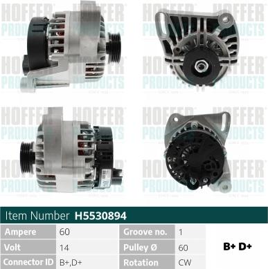 Hoffer H5530894 - Alternatore autozon.pro