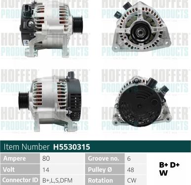 Hoffer H5530315 - Alternatore autozon.pro