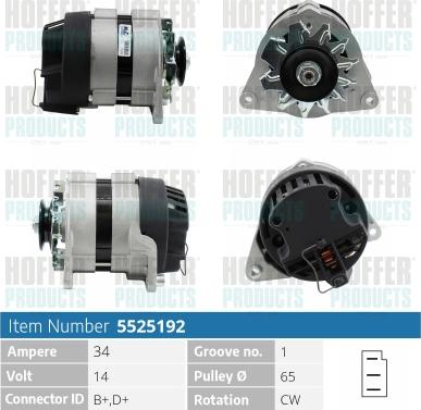 Hoffer H5525192 - Alternatore autozon.pro