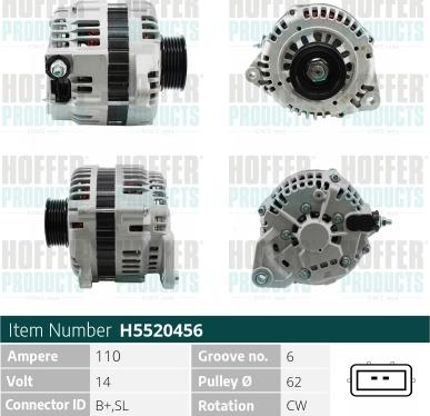 Hoffer H5520456 - Alternatore autozon.pro