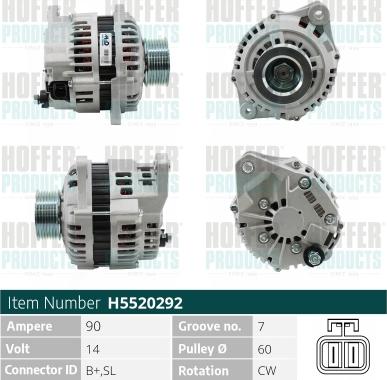 Hoffer H5520292 - Alternatore autozon.pro