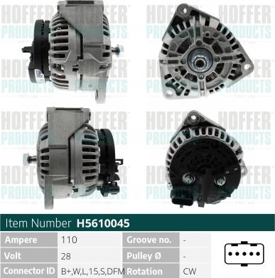 Hoffer H5610045 - Alternatore autozon.pro