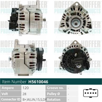 Hoffer H5610046 - Alternatore autozon.pro