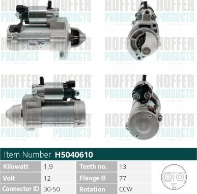 Hoffer H5040610 - Motorino d'avviamento autozon.pro