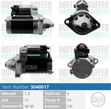 Hoffer H5040017 - Motorino d'avviamento autozon.pro