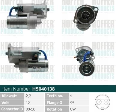 Hoffer H5040138 - Motorino d'avviamento autozon.pro