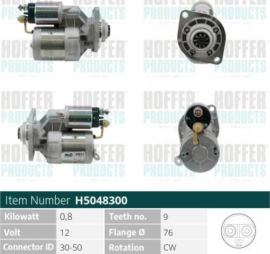 Hoffer H5048300 - Motorino d'avviamento autozon.pro