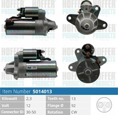 Hoffer H5014013 - Motorino d'avviamento autozon.pro