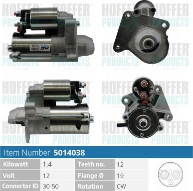 Hoffer H5014038 - Motorino d'avviamento autozon.pro