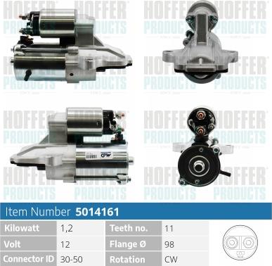 Hoffer H5014161 - Motorino d'avviamento autozon.pro