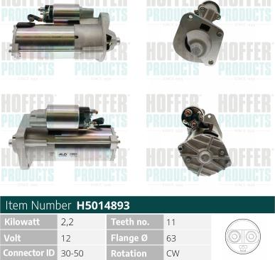 Hoffer H5014893 - Motorino d'avviamento autozon.pro