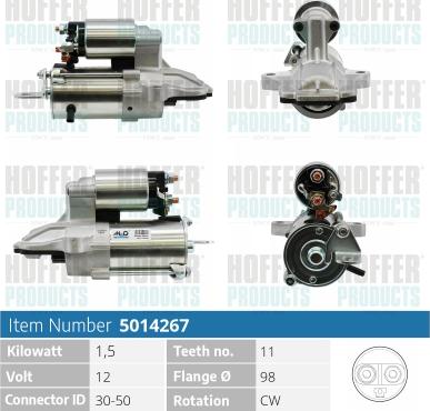 Hoffer H5014267 - Motorino d'avviamento autozon.pro