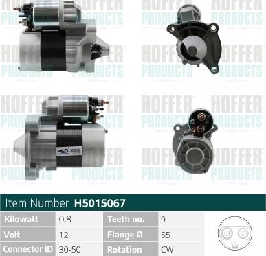 Hoffer H5015067 - Motorino d'avviamento autozon.pro