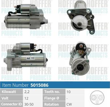 Hoffer H5015086 - Motorino d'avviamento autozon.pro