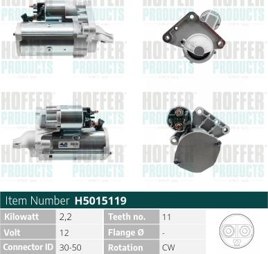 Hoffer H5015119 - Motorino d'avviamento autozon.pro