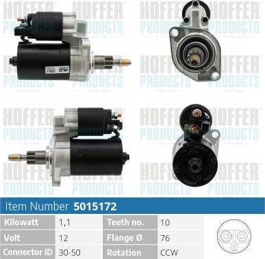 Hoffer H5015172 - Motorino d'avviamento autozon.pro