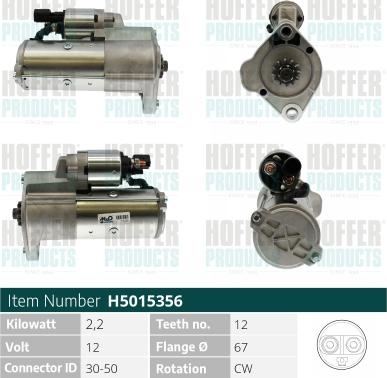 Hoffer H5015356 - Motorino d'avviamento autozon.pro