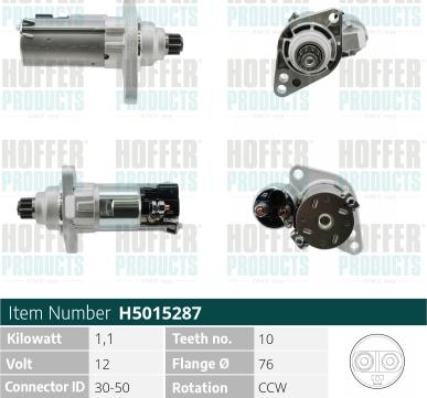 Hoffer H5015287 - Motorino d'avviamento autozon.pro